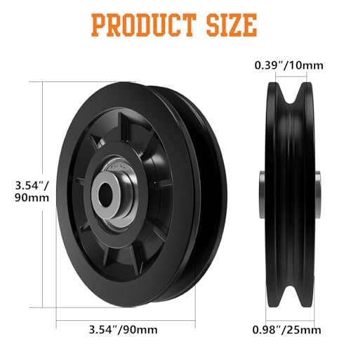 Anobeyi 90mm Nylon Bearing Gym Pulley Wheel – Replacement Cable Machine Part, Black-1pc