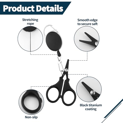 Fishing Scissors with Retractable Buckles - 2 PCS Stainless Steel Cutter