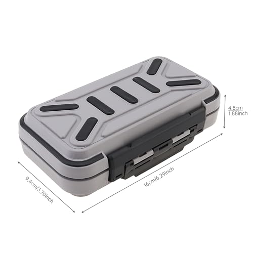 Fishing Tackle Storage Box - Double Sided Waterproof with 16 Compartments - Gray