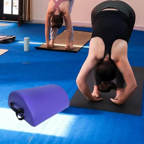 Portable Pilates Barrel with PU Leather Handles - Purple