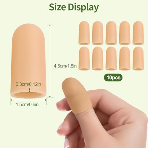 Gel Finger Cots - Silicone Finger Protectors for Pain Relief - Skin, 10 Pack