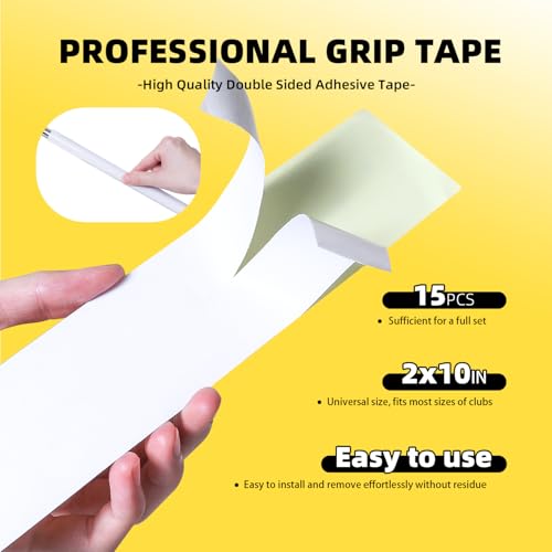 15 Professional Golf Grip Tape Strips - 2x10 Inch Solvent Activated