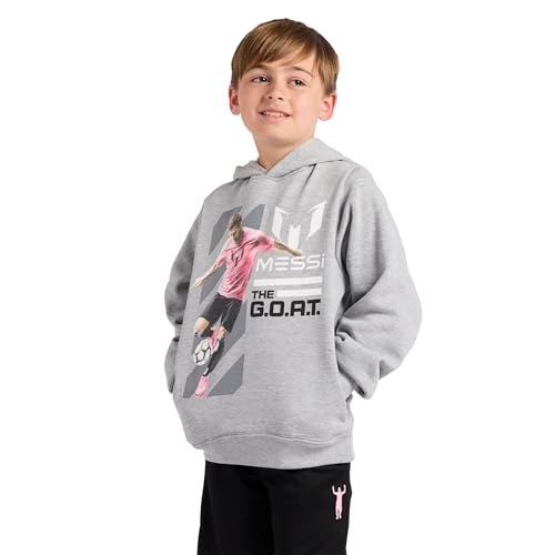 Messi Boys' Heather Grey Long Sleeve Hoodie Sweatshirt, Size S8-XL18