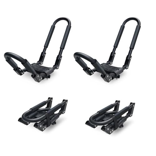 Folding Kayak Roof Rack - 2 Pairs (4 Pcs) Universal J-Bar Carrier