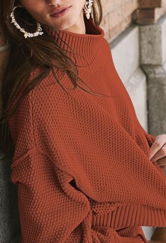 Pink Queen Women's Small Titian Orange 2-Piece Sweater Set - Oversized Top & Maxi Skirt