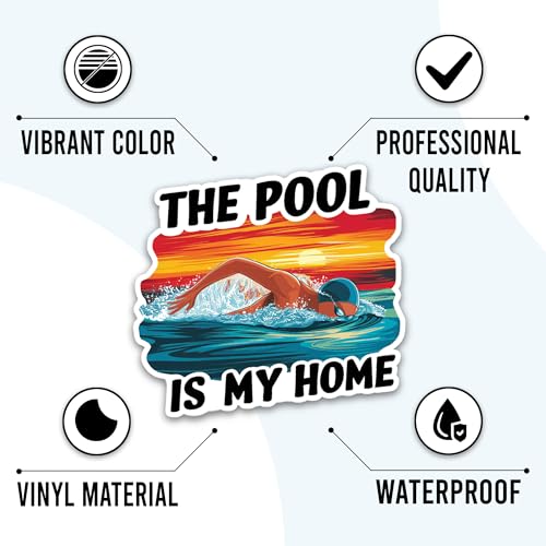 Swimming Stickers 50 Pieces Vinyl Waterproof Decal for Laptop Water Bottle Phone Car Window Bike Motorcycle Stakeboard Scrapbook Swimmer Sticker Gifts for Kid Teen Adult