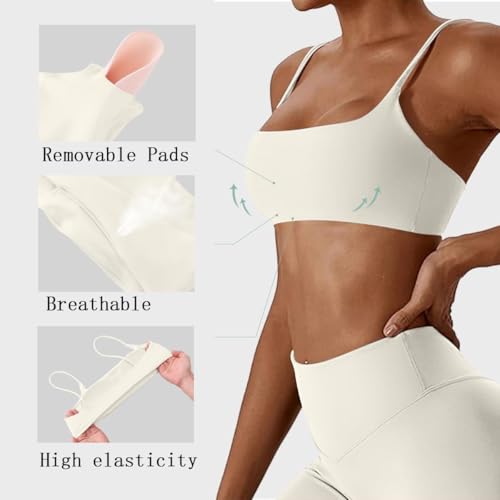 Comper Women's Wirefree Racerback Sports Bra with Removable Pads - Small White