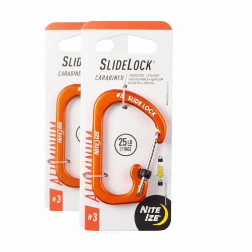 Nite Ize SlideLock #3 Carabiner Aluminum Orange (Pack of 2) - 25 lb Capacity