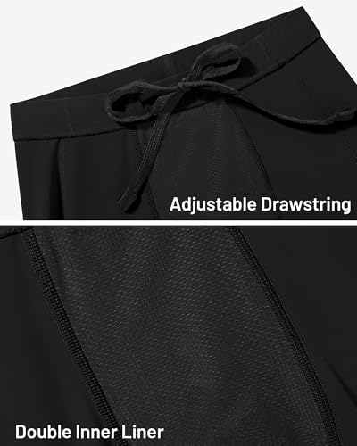 Boys' Swim Jammers - Large Black, Quick Dry & UPF 50+