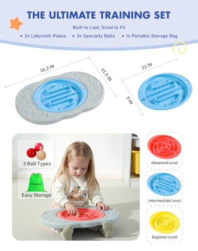 Kids 2-in-1 Maze Balance Board with Bag - Sensory Training Toy