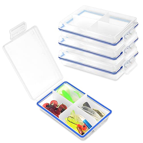 Mini Waterproof Tackle Organizer - 4 Pcs Fishing Box 4in x 2.5in x 1in