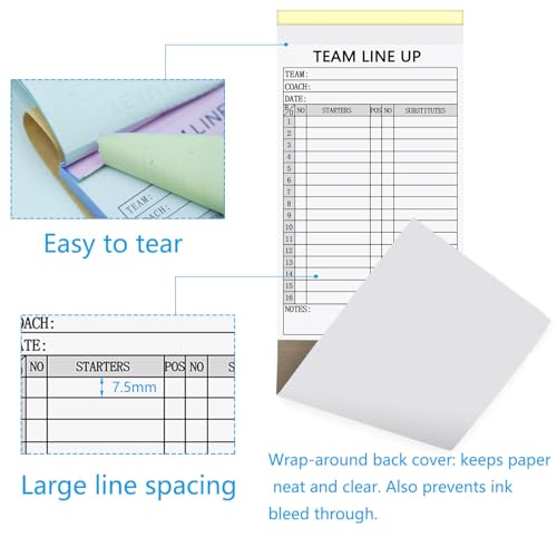 Baseball Lineup Cards - 4-Part Carbonless Copies, 30 Sets