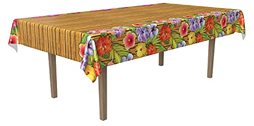 Tropical Luau Table Cover - 54" x 108" Plastic Tablecloth