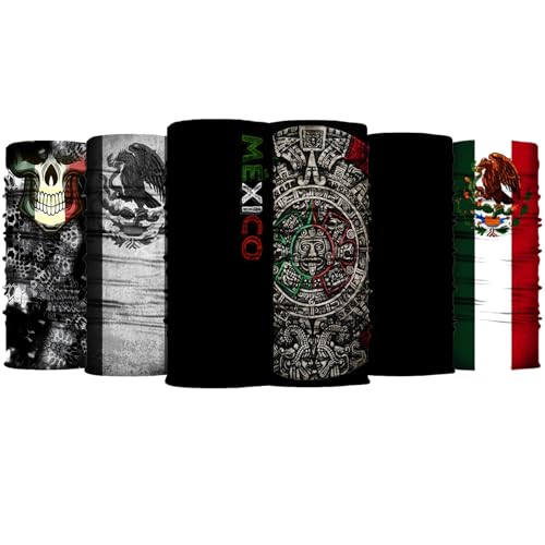 EVD-X 6 Pack Seamless Headband Neck Gaiter - Mexico III UV Face & Neck Shield, Unisex