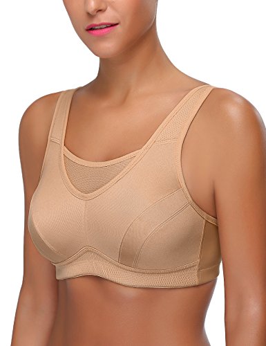Wingslove Plus Size Sports Bra 36DD Nude Non Padded Wirefree Workout Bounce Control