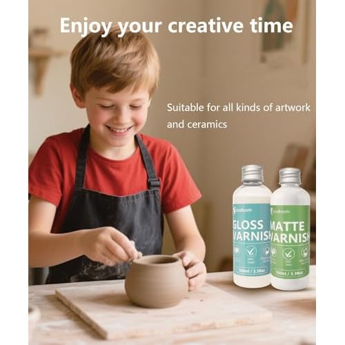 100ml Varnish ? Clay Glaze for Air Dry Clay, Helps Prevent Cracks, Scratches & Wear, While Adding a Clear Glossy Finish (Matte)