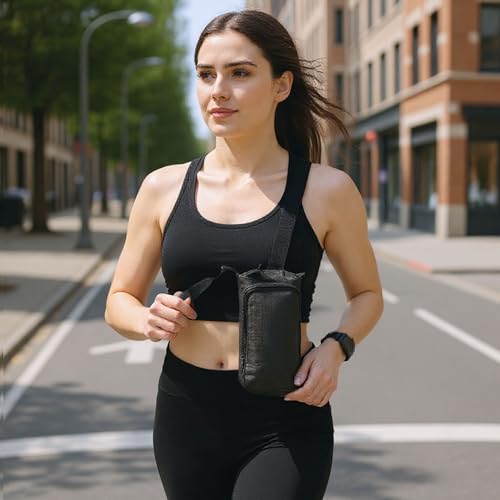 Water Bottle Carrier Bag with Strap & Phone Pocket - Black