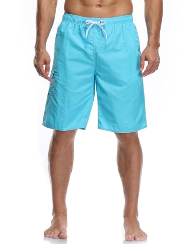 Quick Dry Men's Swim Trunks with Mesh Lining - Sky Blue