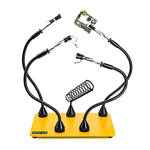 Fstop Labs Third Hand Soldering Tool PCB Holder Four Magnetic Based With Iron Holder, Flexible Metal Arms Helping Hands Crafts Jewelry Hobby Workshop Helping Station Non-Slip Steel Weighted Base