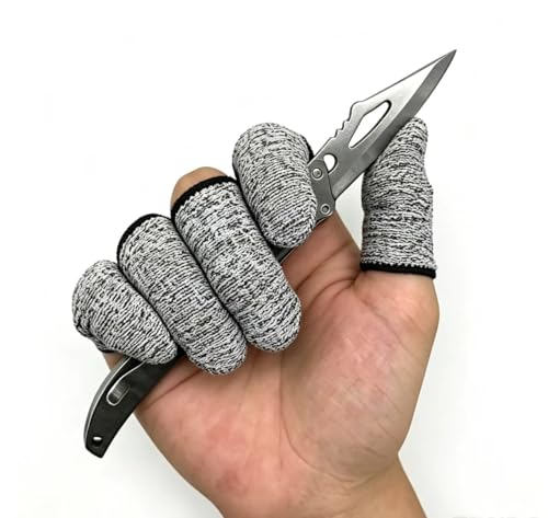 12 PCS Cut-Resistant Finger Cots - HPPE Breathable Finger Protector Sleeves