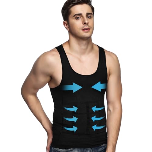 Odoland Men's Compression Shirt Body Shaper Slimming Tummy Tank Top