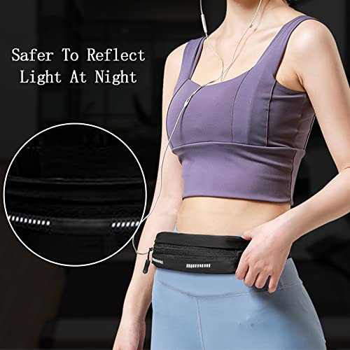 Slim Running Belt Fanny Pack - Adjustable Waist Pack for Jogging, Hiking, Cycling - Black