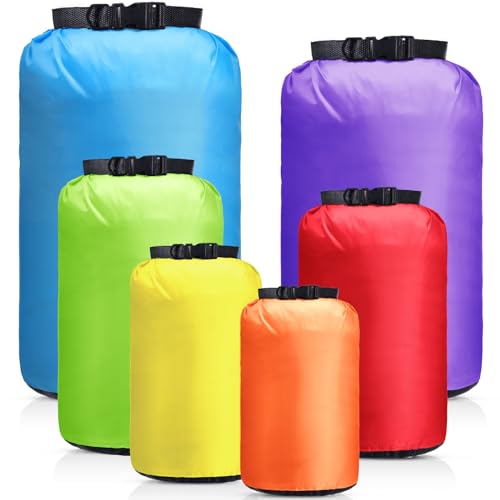 GliCraft Fluorescent Waterproof Dry Bag Set – 6 Sizes for Kayaking & Camping