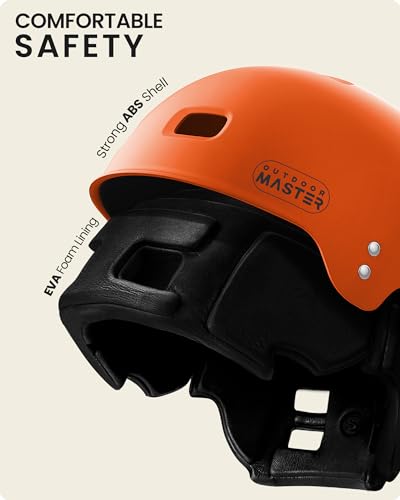 Kayak Helmet with Ear Pads - Adjustable Surf Helmet, Matte Orange / Medium