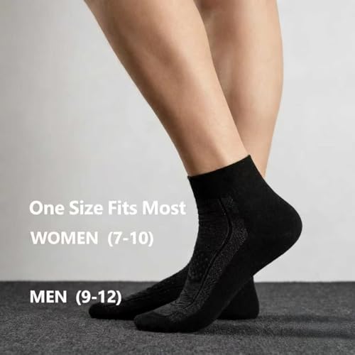6 Pack Low Cut Athletic Ankle Socks for Men and Women - Black