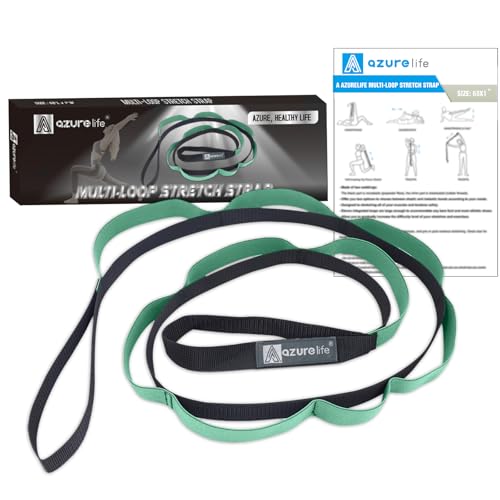Half-Elastic Stretch Strap with 11 Loops - 68-Inch Yoga Band - Purist Blue