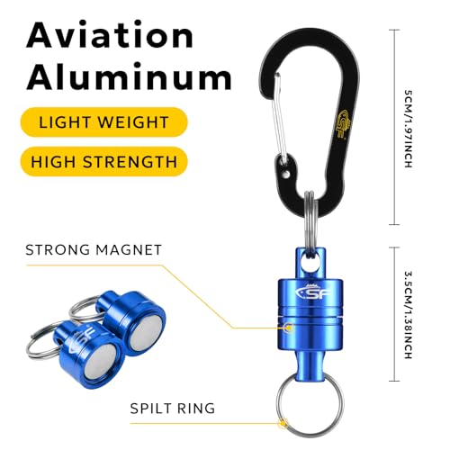 Strong Magnetic Net Release with Coiled Lanyard - Blue Magnet & Black Hook