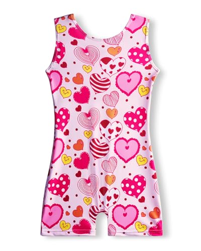 Gymnastics Leotard with Built-in Shorts for Girls 4-5T - Lovely Heart
