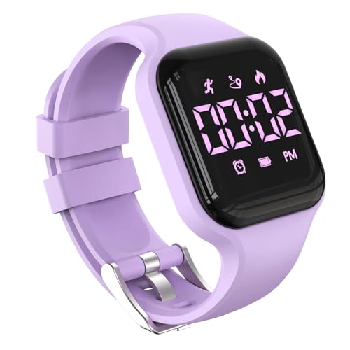 Kids' Digital Sport Pedometer Watch - Waterproof, Purple