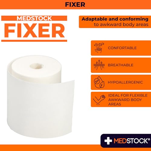MEDSTOCK Non-Woven Fabric, White Fixer Roll, 2" x 11 yds, 1 Roll, Wound Care, Adhesive Dressing Tape, Medical Device Securer, Flexible and Soft, Stable and Dependable, Increases Patient Comfort