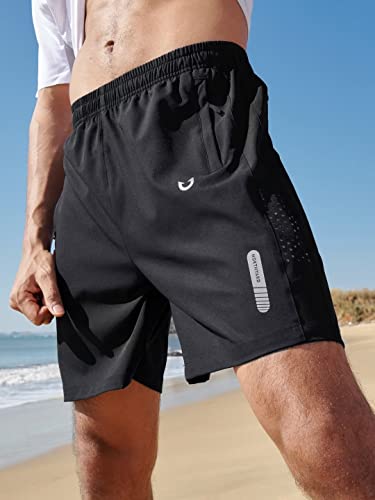 Men's Athletic Running Shorts with Zipper Pockets - Quick Dry & Breathable