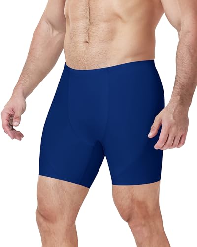 Men's Athletic Swim Jammers - Quick-Dry Compression Shorts - Navy Blue, Large