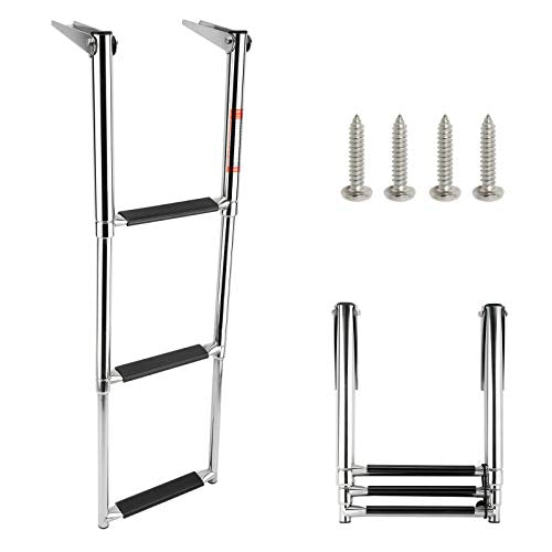 Stainless Steel Telescoping Boat Ladder with 3 Steps - Marine Grade Swimmer Access