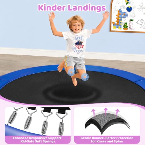 55" Indoor Outdoor Trampoline for Kids with Enclosure - Blue