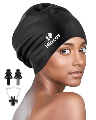 Large Swim Cap for Women Men Adults, Silicone Swimming Long Hair,