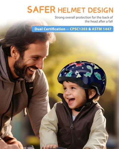 Adjustable Toddler Helmet for Ages 2-6 - Dinosaur Design