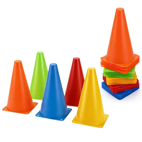 30 Pack 9-Inch Plastic Training Cones - Indoor & Outdoor Agility