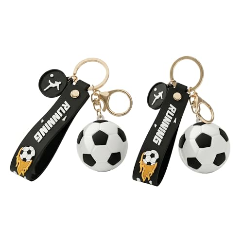 Soccer Keychain Gift Set - 2pcs with 3D Ball & Player Charms