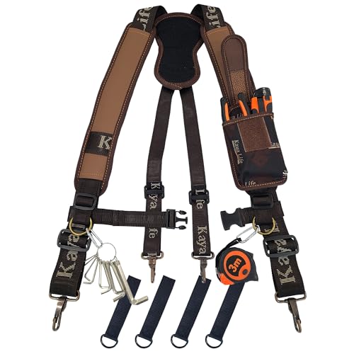 Tool Belt Suspenders for Men Tactical with Detachable Pouch and Premium Stitching ? Extra Belt Loops for Any Tool Belt, Heavy Duty Steel Hooks, Comfortable Padded Straps