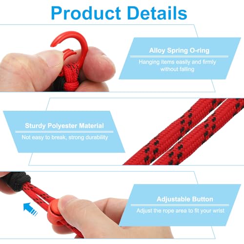 Paracord Lanyard Keychain - 2Pcs Braided Strap with Spring Ring - Pink, Green, Sky Blue