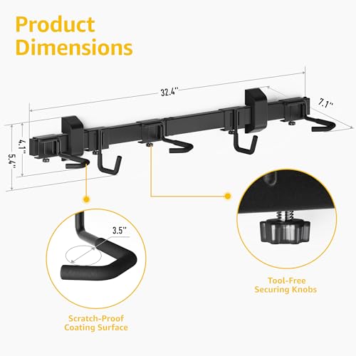MonTEK Enhanced Bike Storage Rack – Adjustable 3 Bike Racks & 2 Helmet Hooks (3 Bike Racks & 2 Helmet Hooks)