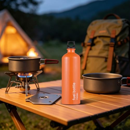 750ml Aluminum Fuel Bottle for Camping, Portable Kerosene & Petrol Container