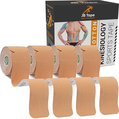 June Bugz Kinesiology Tape Beige Neutral 80 Precut 10-Inch Strips, 4 Rolls
