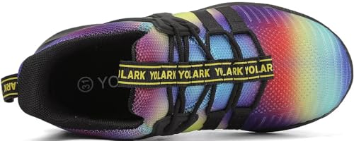 YOLARK Kids Sneakers - Lightweight Boys Girls Tennis Shoes, 4 Big Kid Rainbow