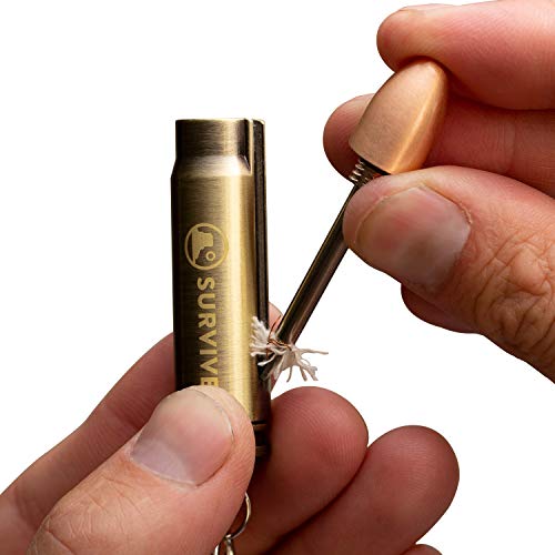 Survive Metal Bullet Fire Starter Keychain | Waterproof Camping Lighter