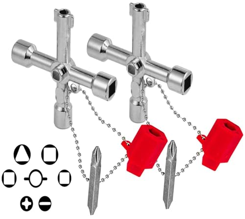 4-Way Utility Silcock Key - Heavy-Duty Zinc Alloy Water Key
